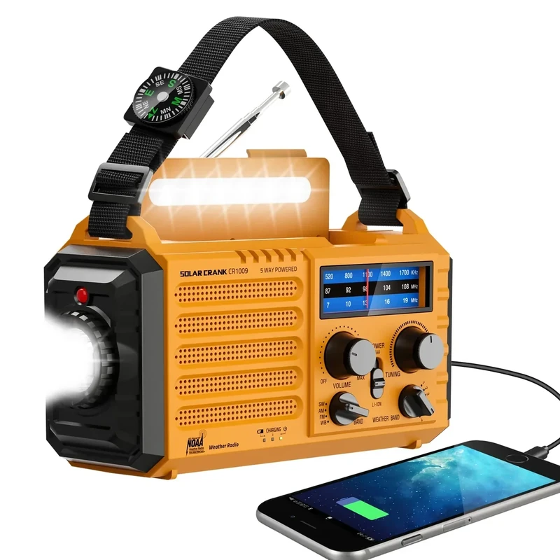 Eoxsmile Emergency Radio - NOAA Alert, 5000mAh Hand Crank, Flashlight