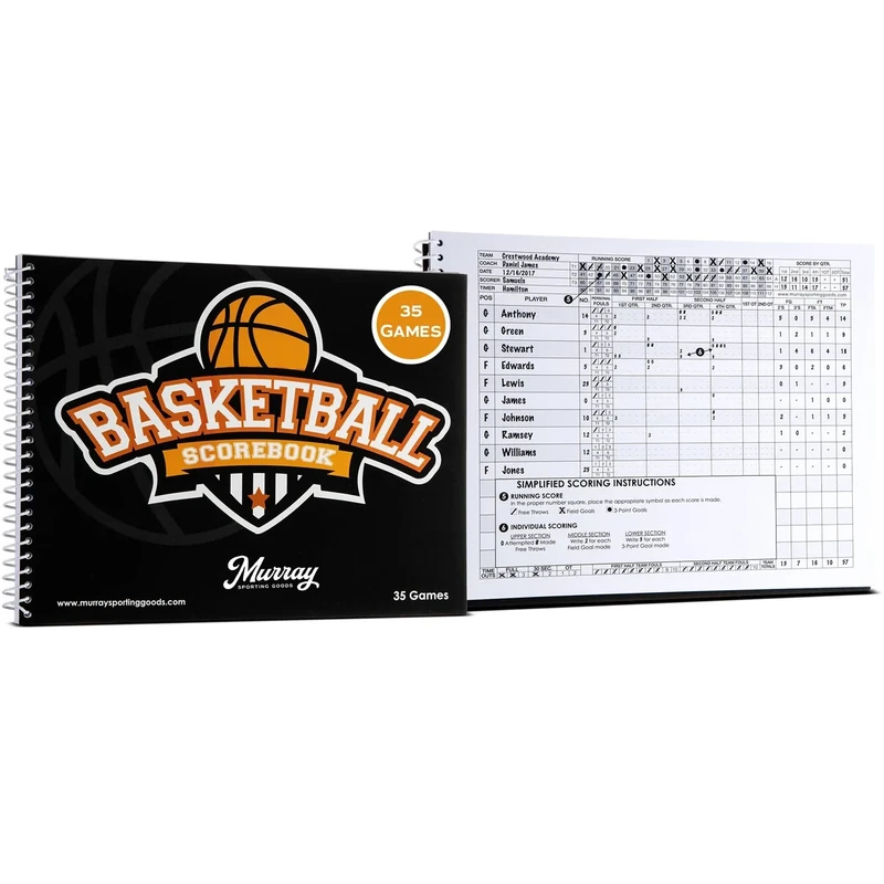 Murray Sporting Goods Basketball Scorebook - 35 Games Score Book Side by Side Score Keeping Book for Stats | Basketball Stat Tracking Book (1)