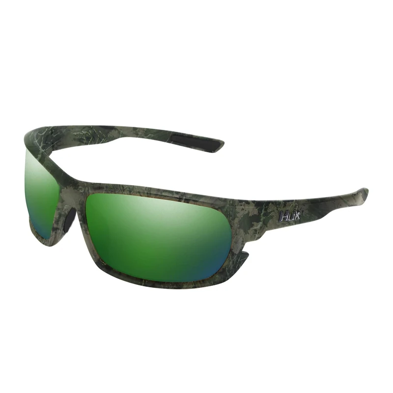 HUK Sunglasses, Polarized Lens Eyewear with Performance Frames, Fishing, Sports & Outdoors Sunglasses, (Challenge) Green Mirror / Southern Tier Subphantis, Medium