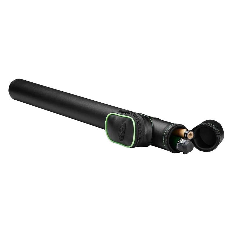 Casemaster Q-Vault Supreme Billiard/Pool Cue Hard Case, Holds 1 Complete 2-Piece Cue (1 Butt/1 Shaft), Black with Green Trim