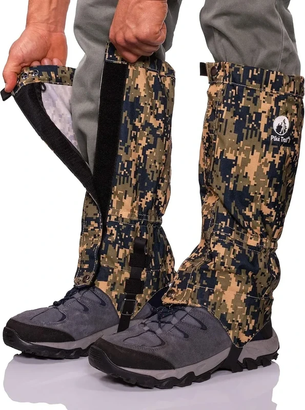 Pike Trail Adjustable Leg Gaiters - Lightweight, Waterproof - Leg Guards for Men & Women - Hiking Essentials Ideal for Hunting, Trekking & Fishing - Digital Camo - 1 Pair
