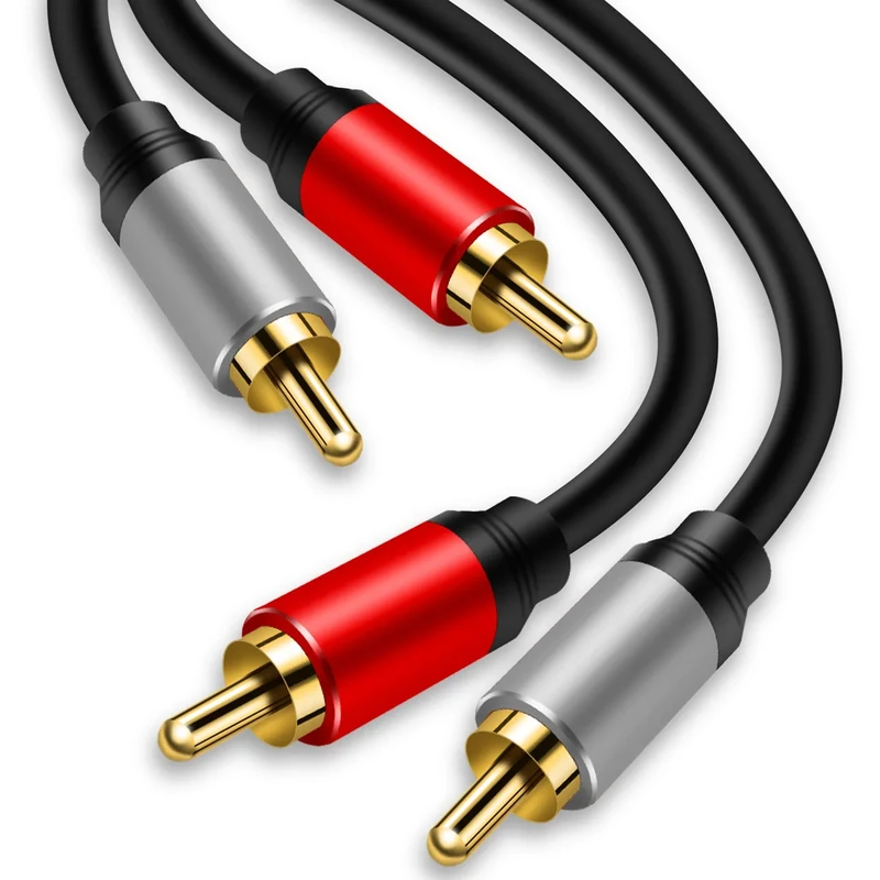 Tan QY 2RCA to 2RCA Audio Cable 3Ft - Gold-Plated Stereo Connectors