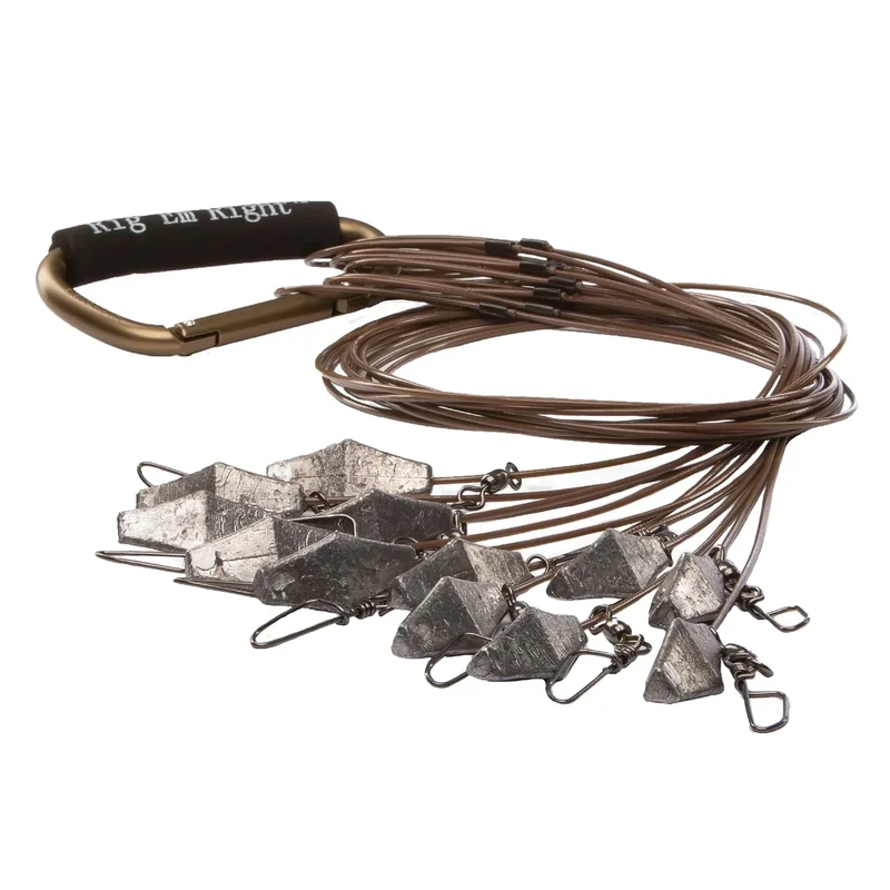 Rig'Em Right Waterfowl Pre-Rigged Xtreme Coated Tangle Free Cable Decoy Anchors for Duck Hunting (18" Length, 4-oz Weights) - Image 1