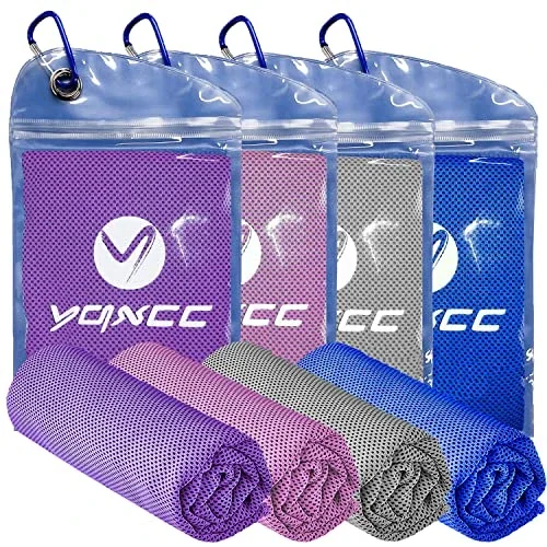 YQXCC 4 Pack Cooling Towel (47"x12") Ice Towel for Neck, Microfiber Cool Towel, Soft Breathable Chilly Towel for Yoga, Sports, Golf, Gym, Camping, Running, Fitness, Workout & More Activities