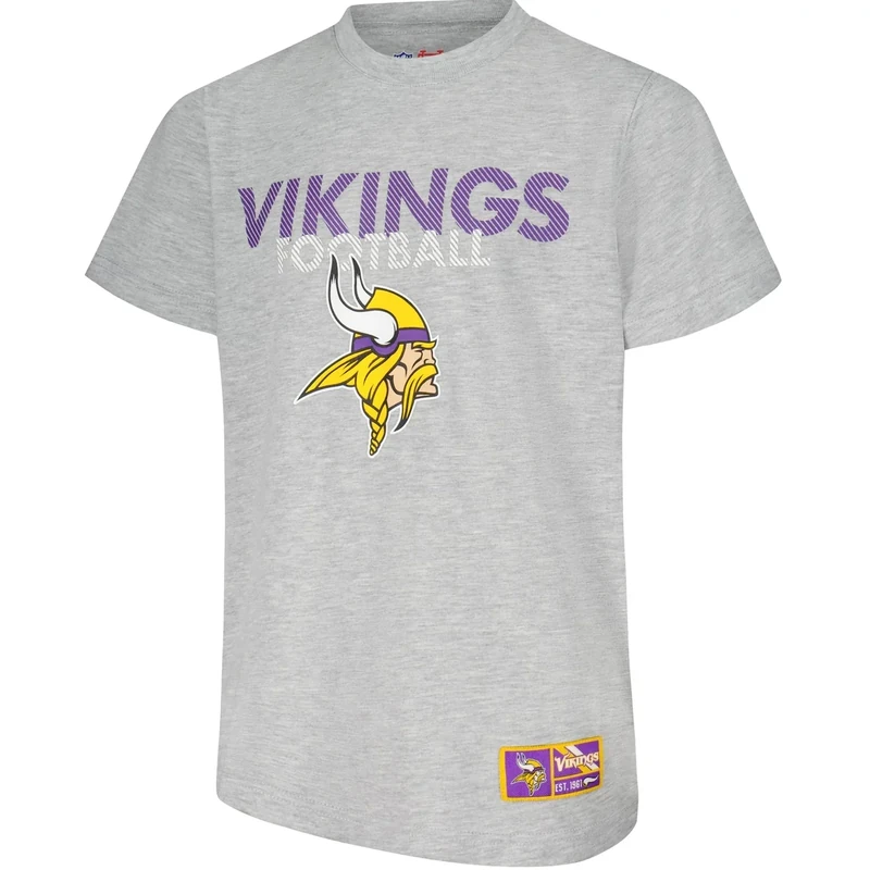 Ultra Game NFL Official Youth Super Soft Game Day T-Shirt, Minnesota Vikings, Heather Gray, 8