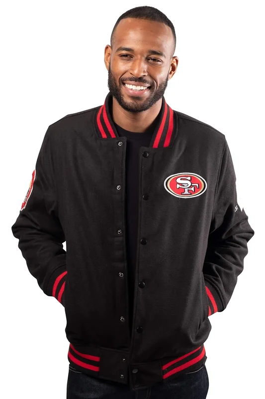Ultra Game NFL Men's Classic Varsity Coaches Jacket, San Francisco 49ers, Team Color, X-Large