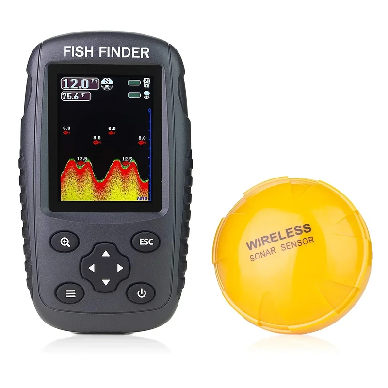 Venterior Portable Rechargeable Fish Finder Wireless Sonar Sensor Fishfinder Depth Locator with Fish Size, Temperature, Bottom Contour, Color Display
