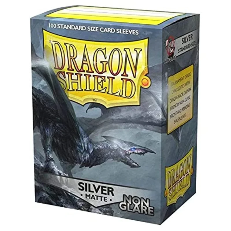 Dragon Shield | Standard Size Card Matte Sleeves | 100 CT - Non Glare Smooth & Tough Premium TCG Sleeves | Compatible with Pokemon, Flesh & Blood, One Piece & Magic The Gathering | Sliver