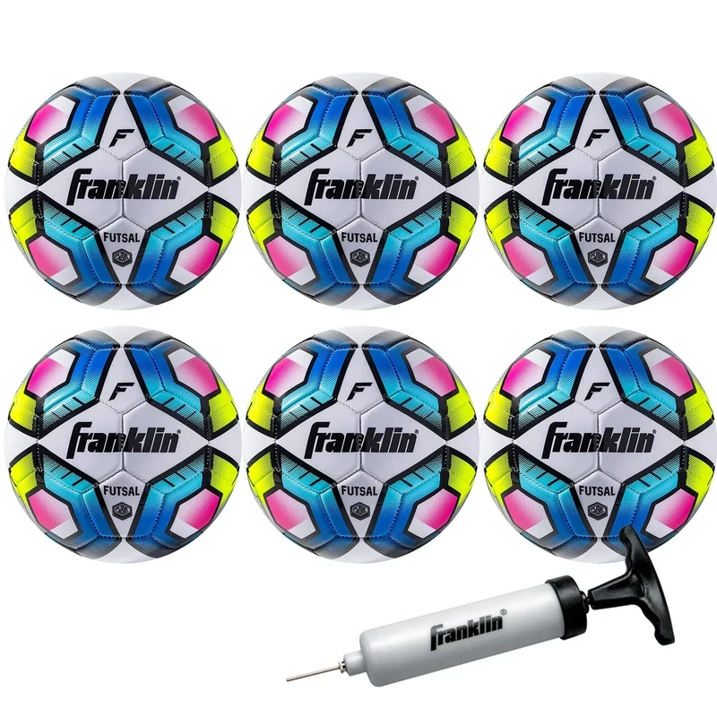 Franklin Sports Futsal Ball - Junior Size Futsal Soccer Ball - Indoor and Outdoor Futsal Ball - Size 3-6 Pack with Pump