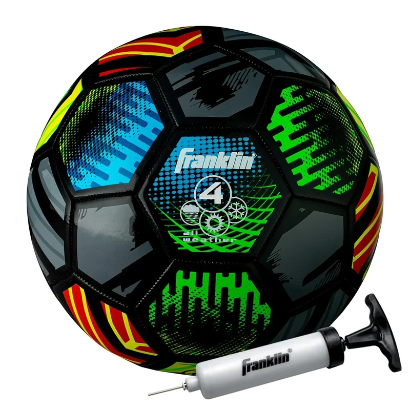 Franklin Sports Mystic Kids Soccer Ball - Size 4, Soft Cover + Pump