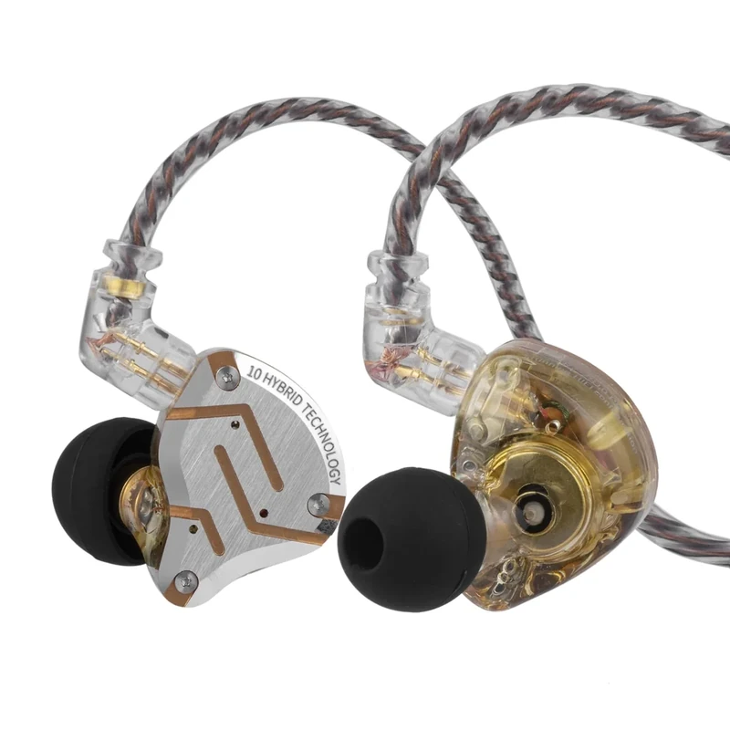 Linsoul KZ ZS10 Pro 4BA+1DD Hybrid IEM - Steel, Detachable Cable