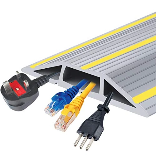 Papillon 6.5ft 3-Channel Floor Cord Cover - Anti Slip & Yellow Strips
