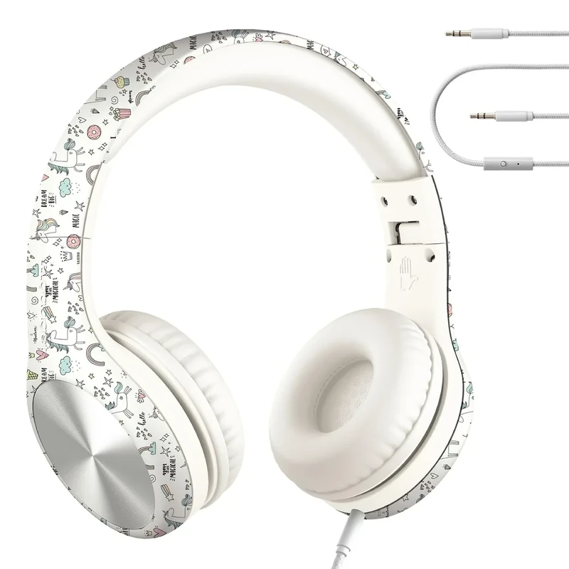 LilGadgets Connect+ Pro Wired Kids Headphones - Unicorn, Volume Limit