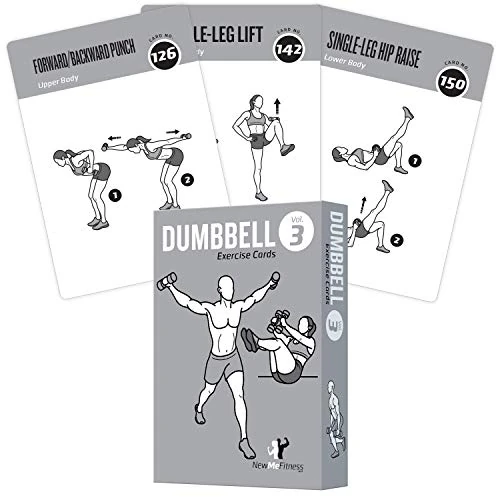 NewMe Fitness Dumbbell Workout Cards, Instructional Fitness Deck for Women & Men, Beginner Fitness Guide to Training Exercises at Home or Gym (Dumbbell, Vol 3)