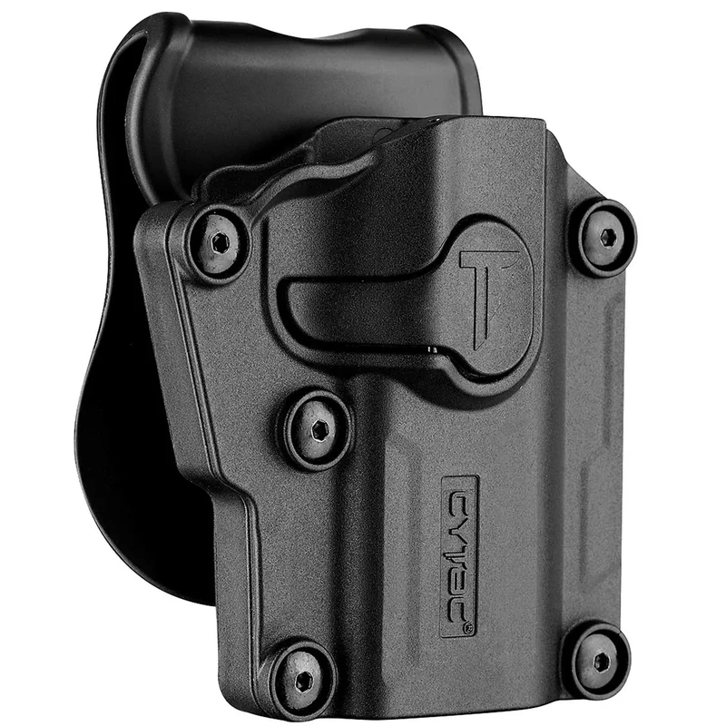 Mega-Fit Paddle Holster Fit Most Popular Full Size and Compact Pistols, Trigger Guard Locking System Level Ⅱ Retention, Right Hand Black