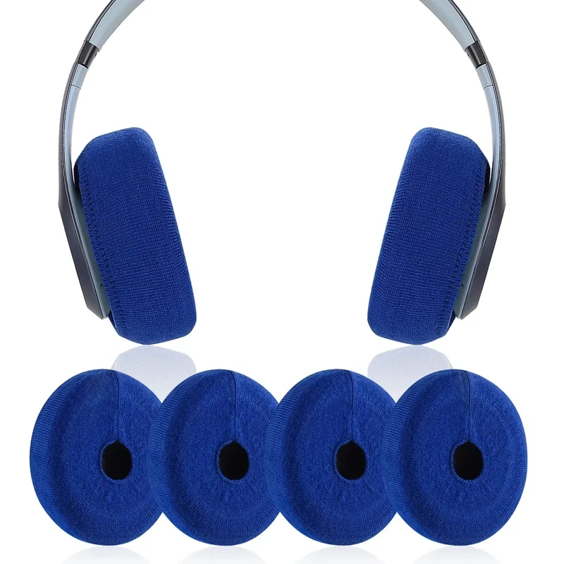 JARMOR Earpads Sweater Cover Protectors with Stretchable Knit Fabric for Beats Studio 3/2 Bose QC35 25 15 Headphones and Other Headsets with 3-4 Inch Ear Cushions [ 2 Pairs ] (Blue)