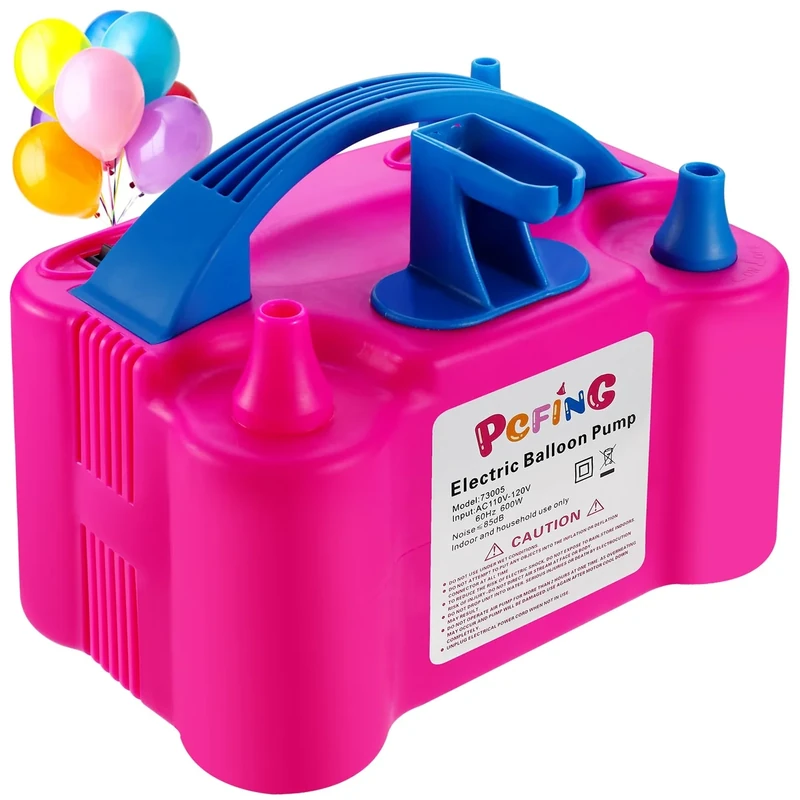 PCFING Balloon Pump Electric and Balloon Tying Tool in One, Portable Balloons Inflator Blower Machine with Dual Nozzle