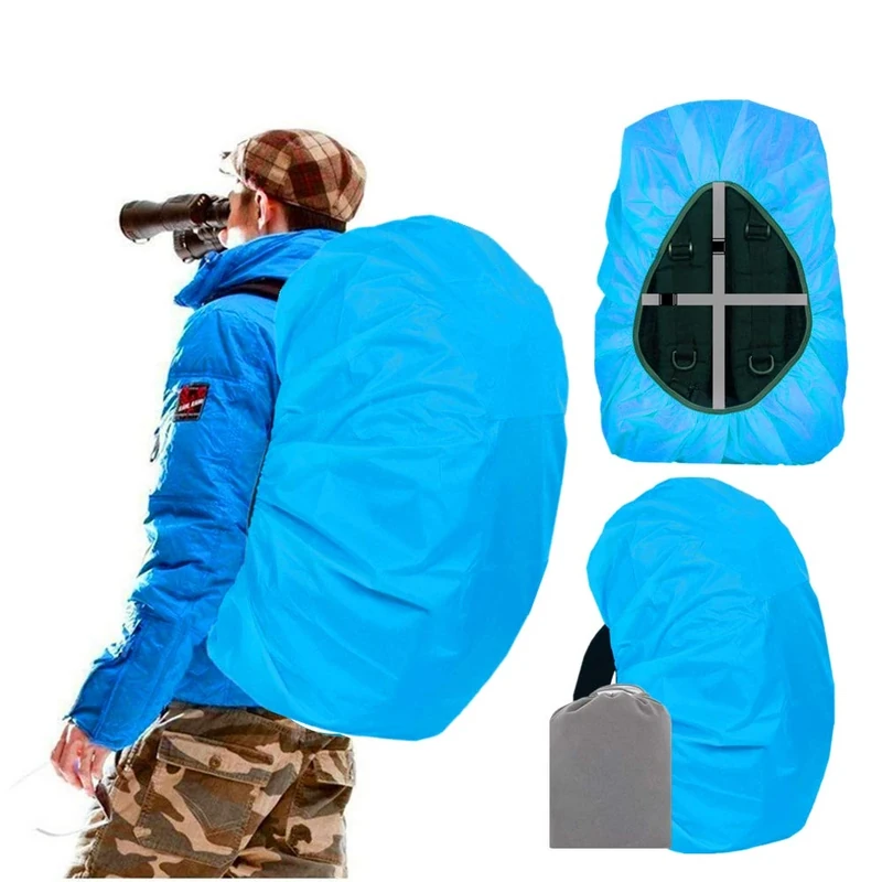 Joy Walker Waterproof Backpack Rain Cover for (15-90L), Upgraded Anti-slip Cross Buckle Straps, Triple Strengthened Layers for Hiking Camping Traveling Cycling (Azure, XXL (for 70-90L backpack))
