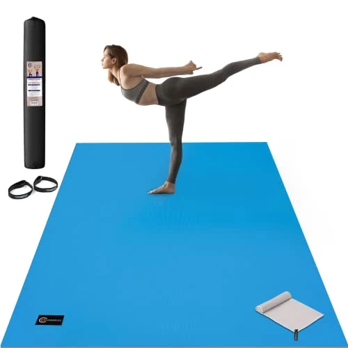 CAMBIVO Large Yoga Mat, Extra Thick Workout Mats for Home Gym, 6'x 4'x 8 mm Non Slip Wide Exercise Mat for Pilates, Stretching or Cardio, Use Without Shoes