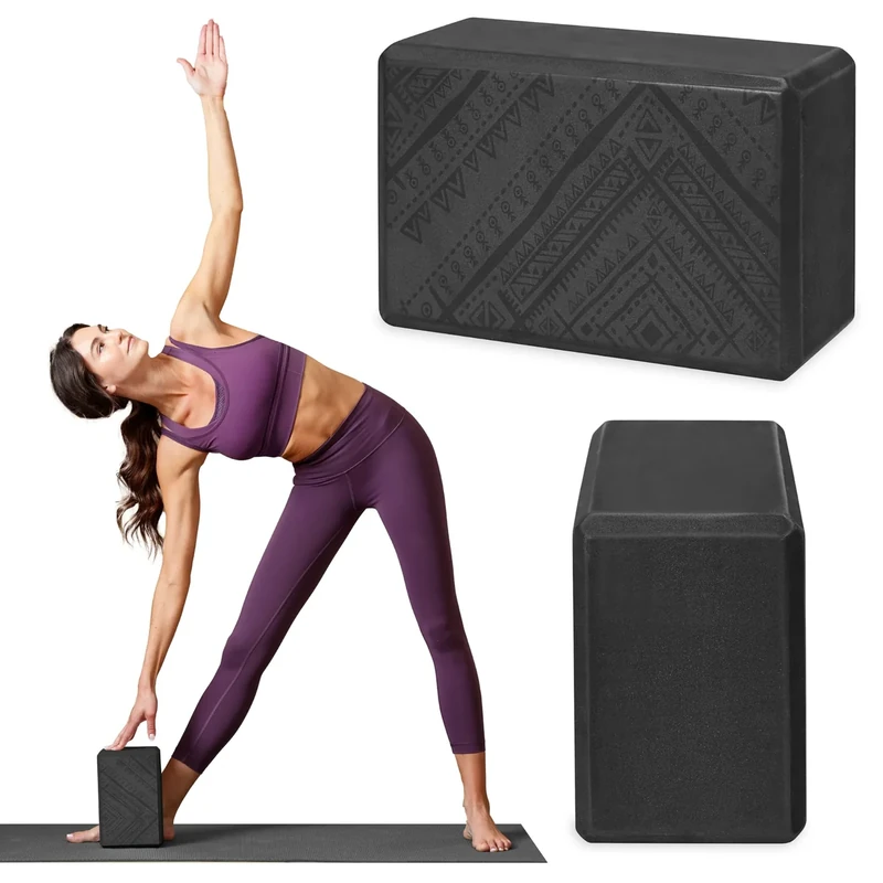 Gaiam Yoga Block - Supportive Latex-Free EVA Foam Soft Non-Slip Surface for Yoga, Pilates, Meditation (Navajo Black)