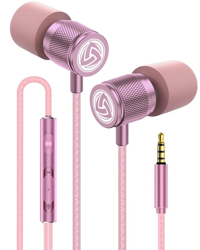 LUDOS Ultra Wired Earbuds Pink - Headphones with Mic, 5yr Warranty