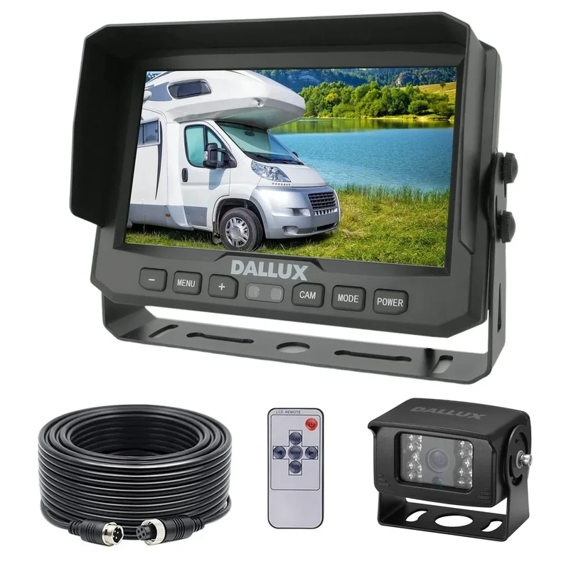 DALLUX Heavy Duty Vehicle Truck Bus Backup Camera System,Waterproof Night Vision Rear View Camera with 7 inch Monitor+66ft 4 PIN Camera Cable for Bus Truck Van Trailer RV Campers Motor Home(12V 24V)