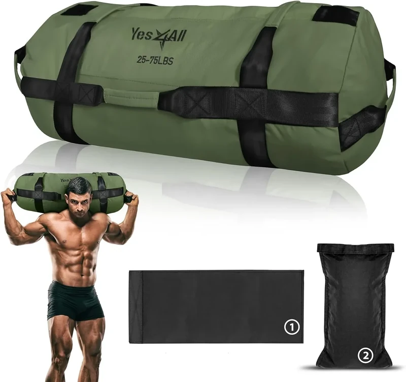 Yes4All Sandbags for Working Out, Unfilled Adjustable Sand Bags for Weight Training with Handles, Multiple Colors & Sizes 5-200lbs