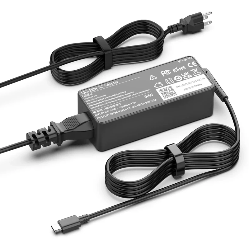 90W USB C Laptop Charger Compatible with Lenovo Thinkpad/Yoga, Dell Chromebook/Latitude/XPS, HP, Asus, Samsung, Acer, Google Type C Laptop Power Supply Cord