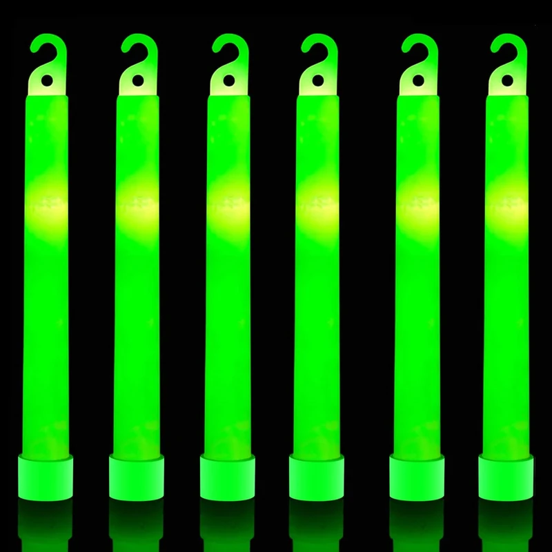 32 Ultra Bright 6 Inch Large Green Halloween Glowsticks - Chem Lights Sticks with 12 Hour Duration - Camping Glowsticks, Emergency Glow Stick For Storms Blackouts - Glowsticks for Parties Activities