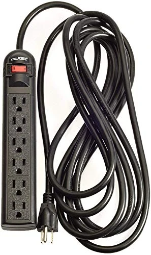 Digital Energy 10 Pack 6-Outlet Surge Protector Power Strip with 25-Ft Long Extension Cord, Black, ETL Listed/UL Standard
