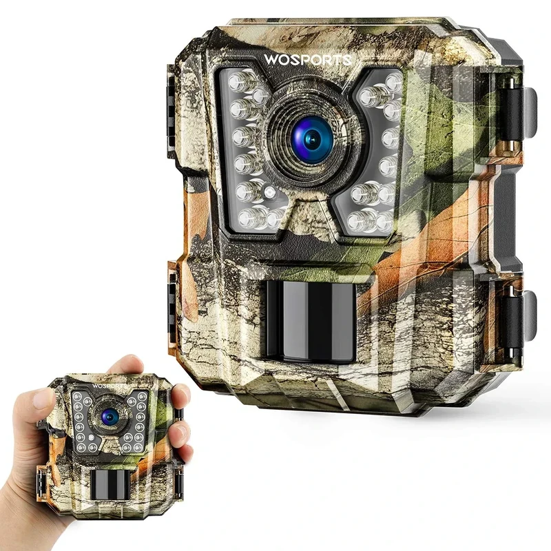 WOSPORTS Mini Trail Camera,24MP 1080P HD Game Camera Motion Activated with IR Night Vision Waterproof Video Deer Cam for Outdoor Wildlife Monitoring