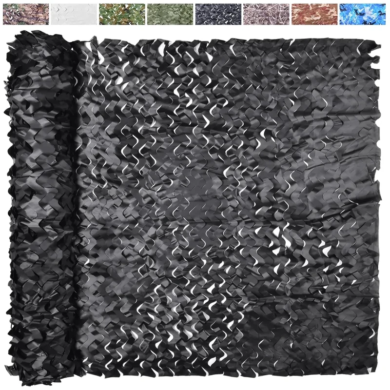 Yeacool Sheerness Camo Netting Camouflage Netting Bulk Roll Burlap Camo Tarp Sunshade Net for Dinosaur Birthday Party Decor Hunting Blind Material (Black, 65.6ftx4.9ft, 20m*1.5m)