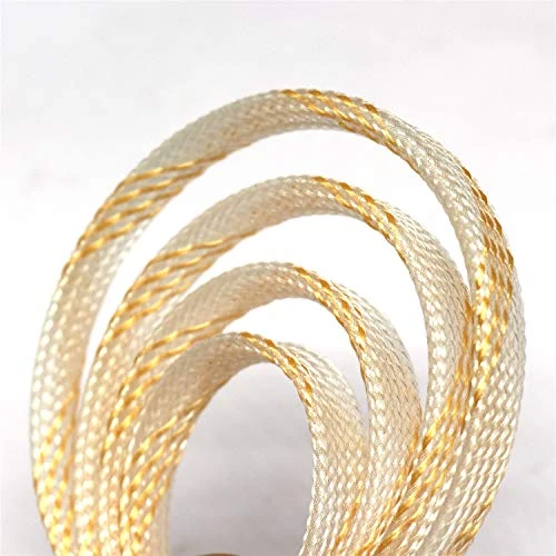 30ft PET Expandable Sleeving Wire Cable Sleeve (2/5" Transparent Gold 30ft)