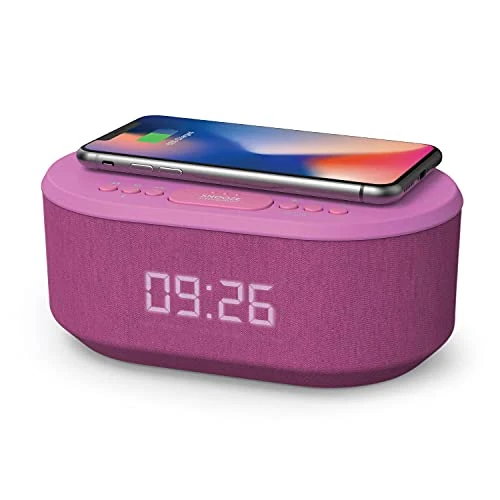 i-box Dawn Clock Radio with Qi Wireless Charging & Bluetooth - Purple
