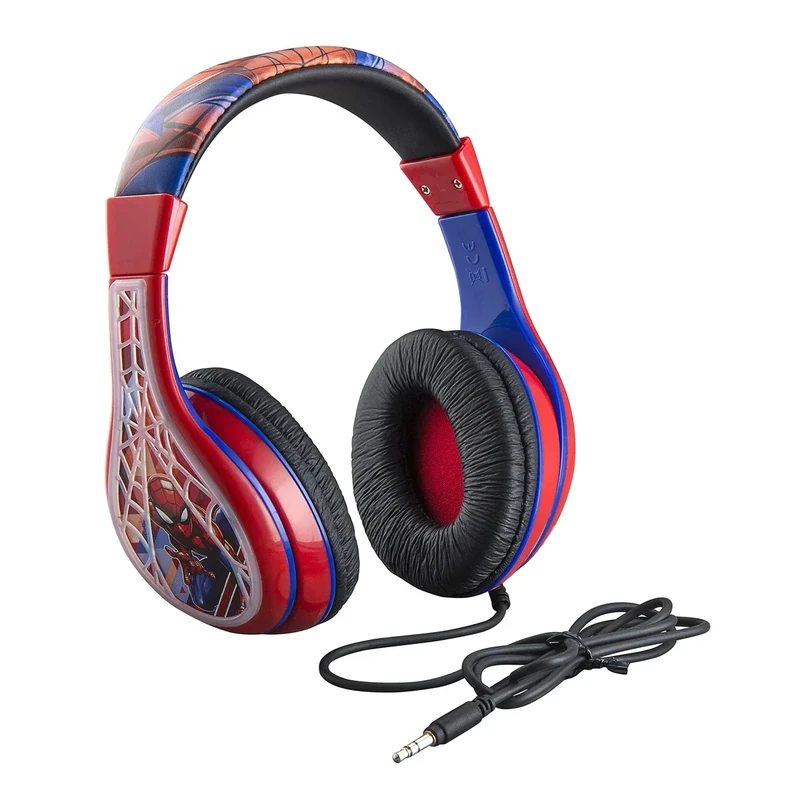 eKids Spiderman Kids Headphones - Adjustable Fit, Volume Control, 3.5mm