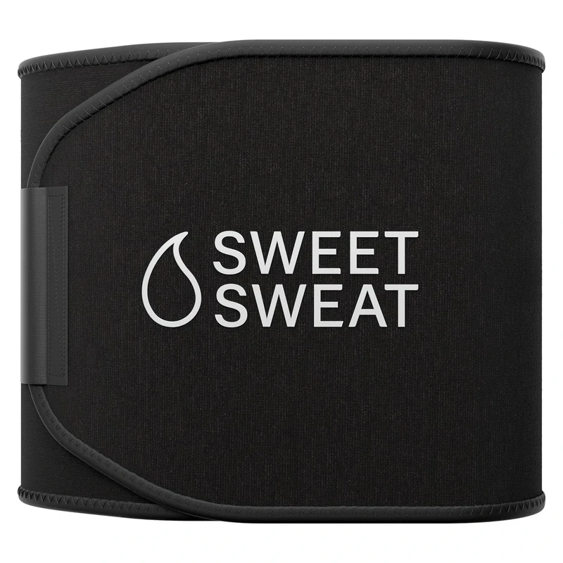 Sports Research® Sweet Sweat Waist Trimmer Extra-Coverage (XC) - Premium Sweat Enhancing Fitness Band with More Belly Coverage - Adjustable Fit · Latex-Free Neoprene · More Coverage - Medium Black