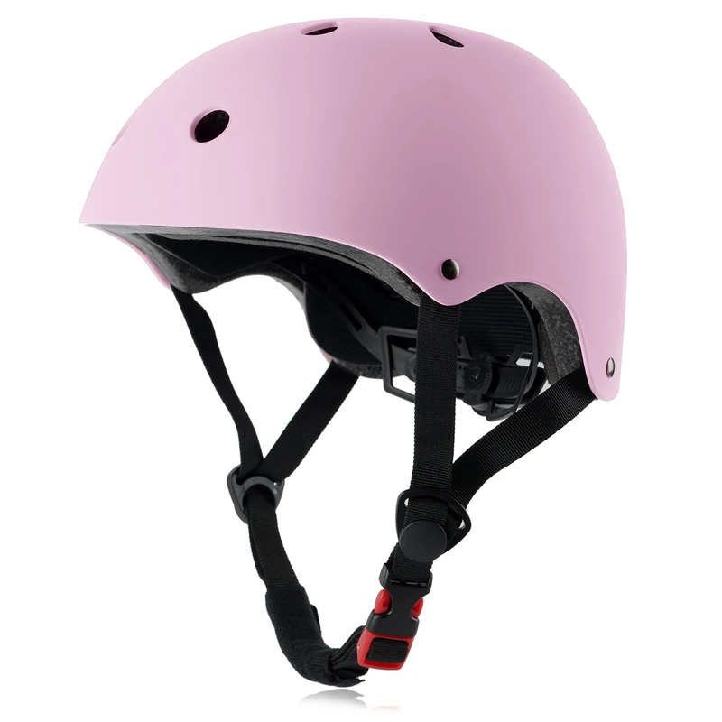 OUWOR Kids Skateboard Bike Helmet for Boy and Girl, Lightweight Adjustable, Multi-Sport for Bicycle Skate Scooter (Pink, Small)