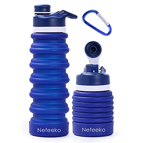 Nefeeko Collapsible Water Bottle, 26oz Silicone Foldable Water Bottles Leakproof BPA Free Travel Water Bottles with Carabiner, Portable Sport Water Bottles for Camping,Hiking Outdoor Indoor Sport
