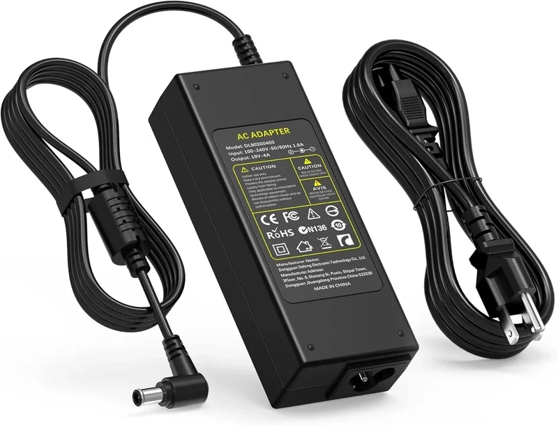 19V Power Cord for LG Monitor 24 27 29 32 34 Inch IPS LED - LJO-EEIH 76W AC Adapter Charger Replacement for ADS-40FSG-19 29UM58-P 27GL83A-B 32GN500 34WK650 [6.5mm x 4.4mm with Pin]