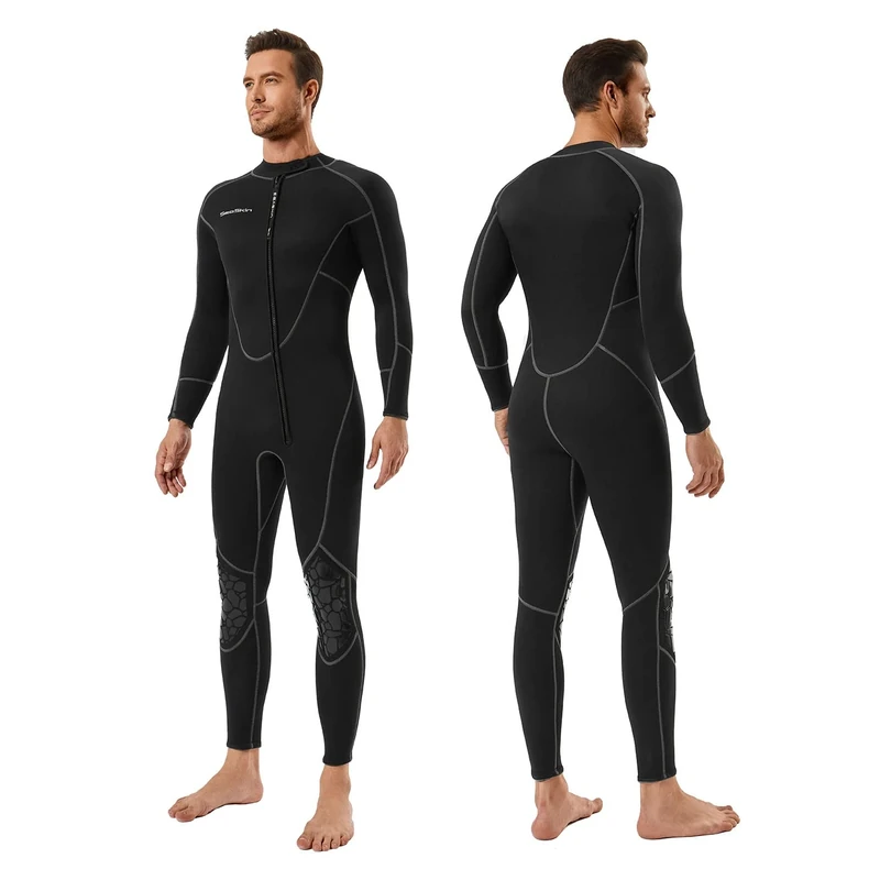 Seaskin Mens 3mm Shorty Wetsuit, Full Body Diving Suit Front Zip Wetsuit for Diving Snorkeling Surfing Swimming X-Large