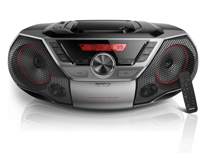 Philips Portable Boombox - Bluetooth, NFC, 12W Mega Bass, CD & FM Radio
