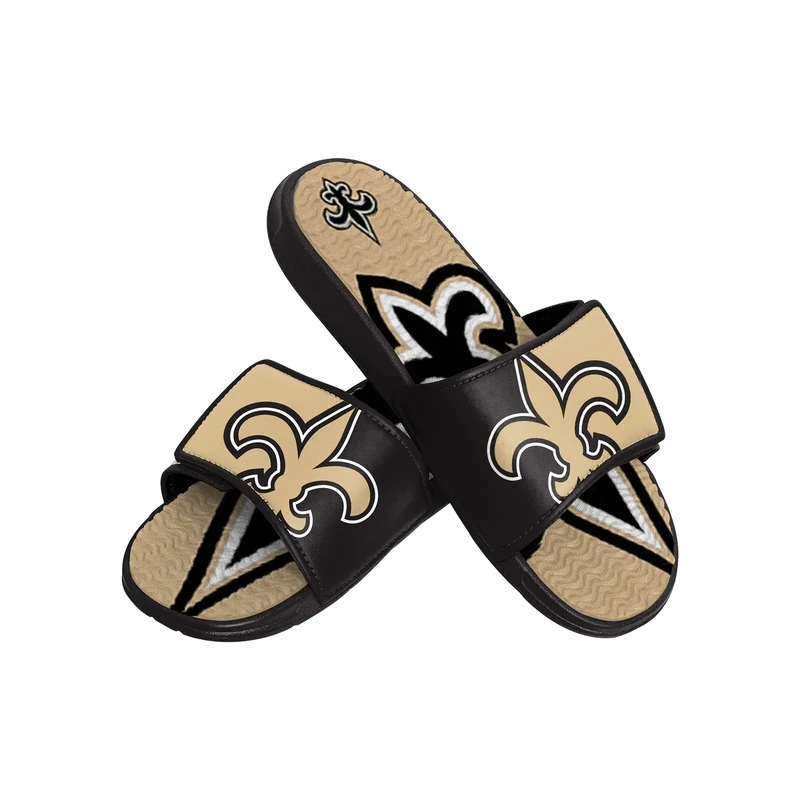 FOCO New Orleans Saints NFL Mens Colorblock Big Logo Gel Slides - S