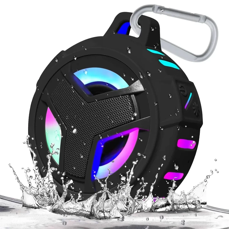 EBODA IP67 Waterproof Bluetooth Shower Speaker with LED - Black