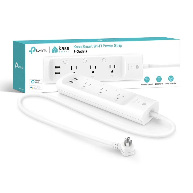 Kasa Smart KP303 Strip - 3 Outlets, 2 USB, Alexa & Google Compatible