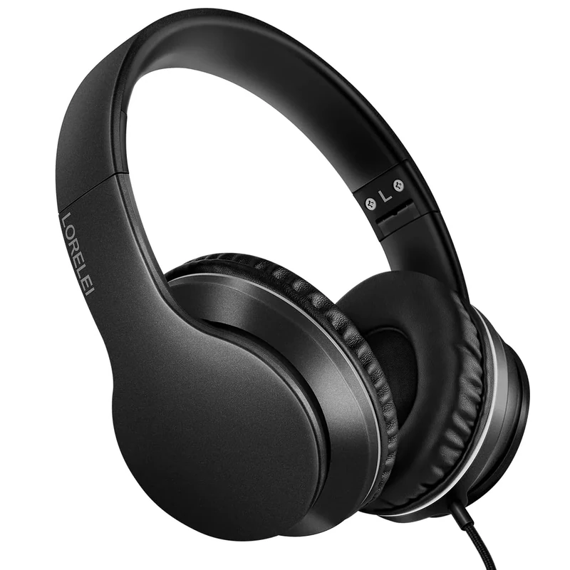 LORELEI X6 Over-Ear Wired Headphones with Mic - 1.45M No-Tangle Black