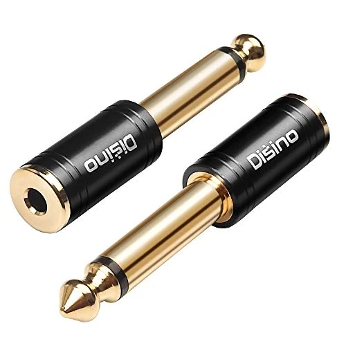 Disino Gold-Plated 1/4" Mono to 1/8" Stereo Adapter - 2 Pack