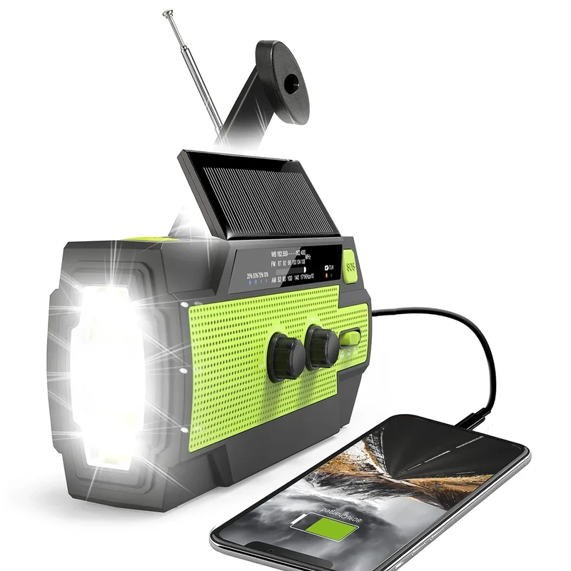 RunningSnail 14800mWh Crank Radio - Solar, AM/FM/NOAA, Light & Charger