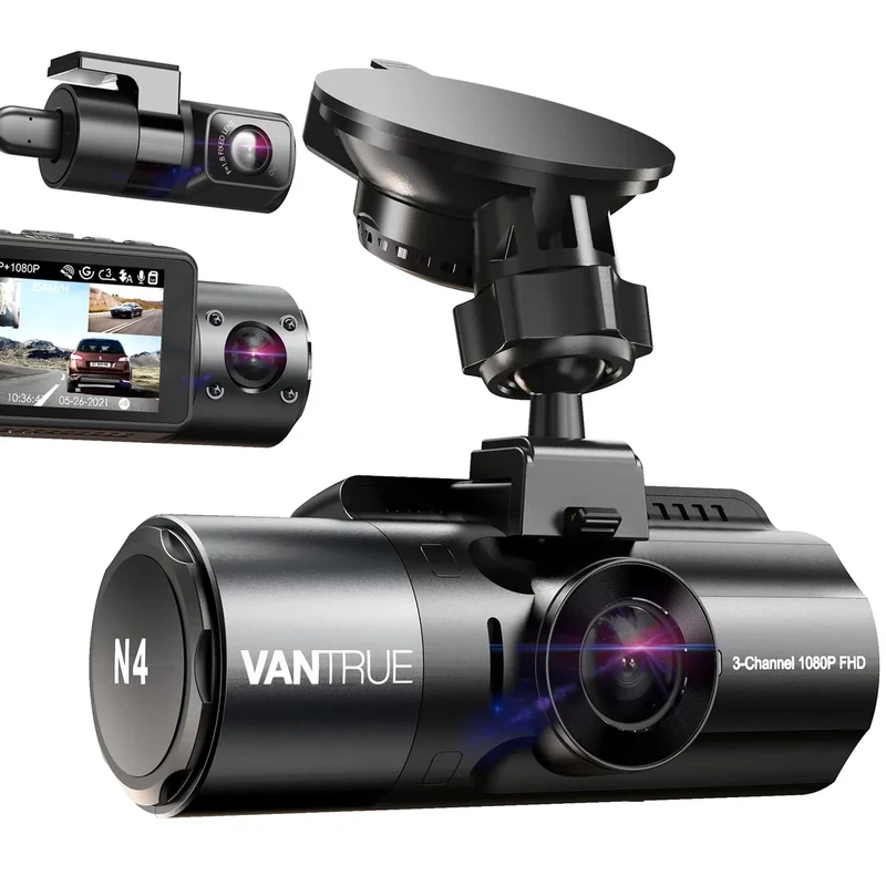 VANTRUE N4 3-Channel Dash Cam - 4K Front, 1440P Inside, 1080P Rear