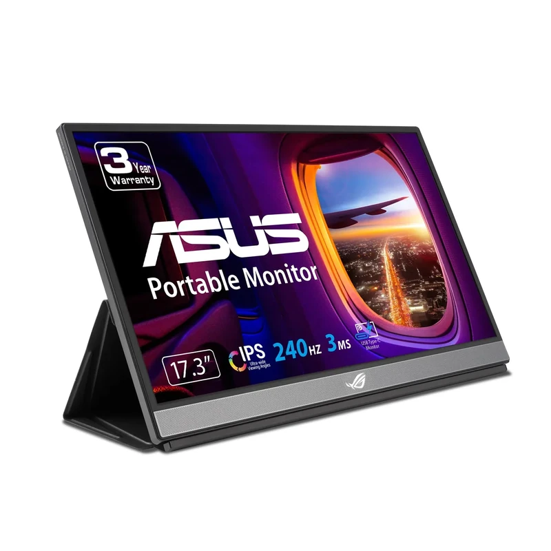 ASUS ROG Strix 17.3" 1080P Portable Gaming Monitor (XG17AHPE) - FHD, IPS, 240Hz, Adaptive-Sync, Built-in Battery, Smart Case, USB Type-C, Micro HDMI, for Laptop, PC, Phone, Console, 3-Year Warranty - Image 1
