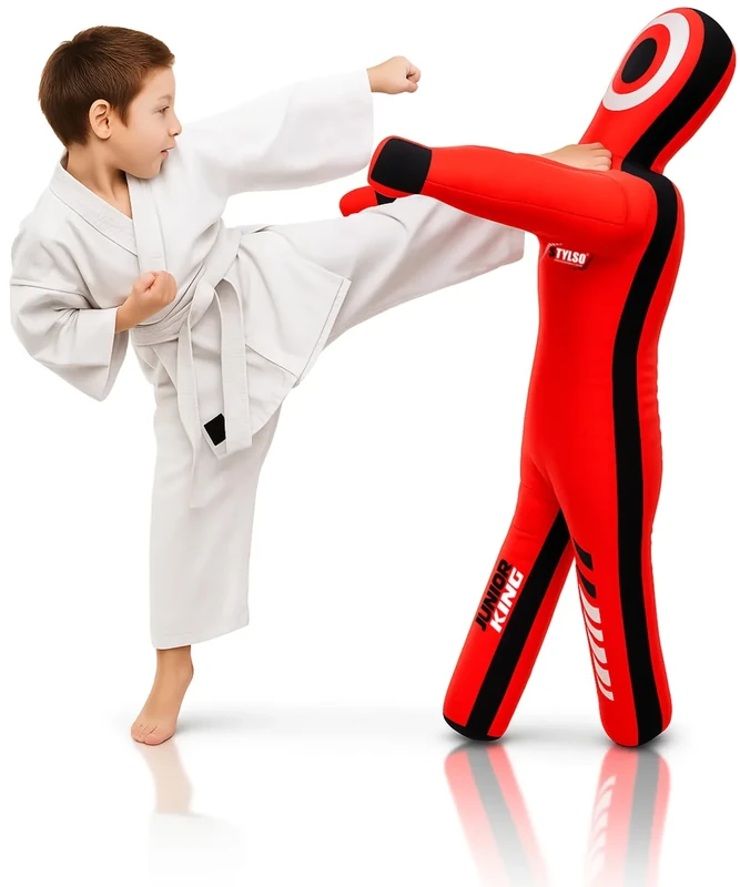 Un-Filled Wrestling Dummy for Kids – Youth Grappling Dummies BJJ, MMA, Jiu Jitsu & Judo Training Partner – Durable Martial Arts Practice Buddy (Red, 4ft / 48 Inches)